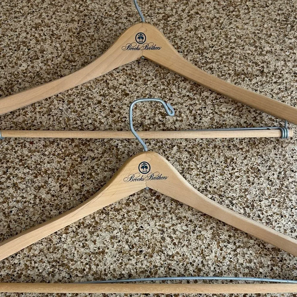 Brooks Brothers Light Tan Tongue and Groove Wooden Hangers